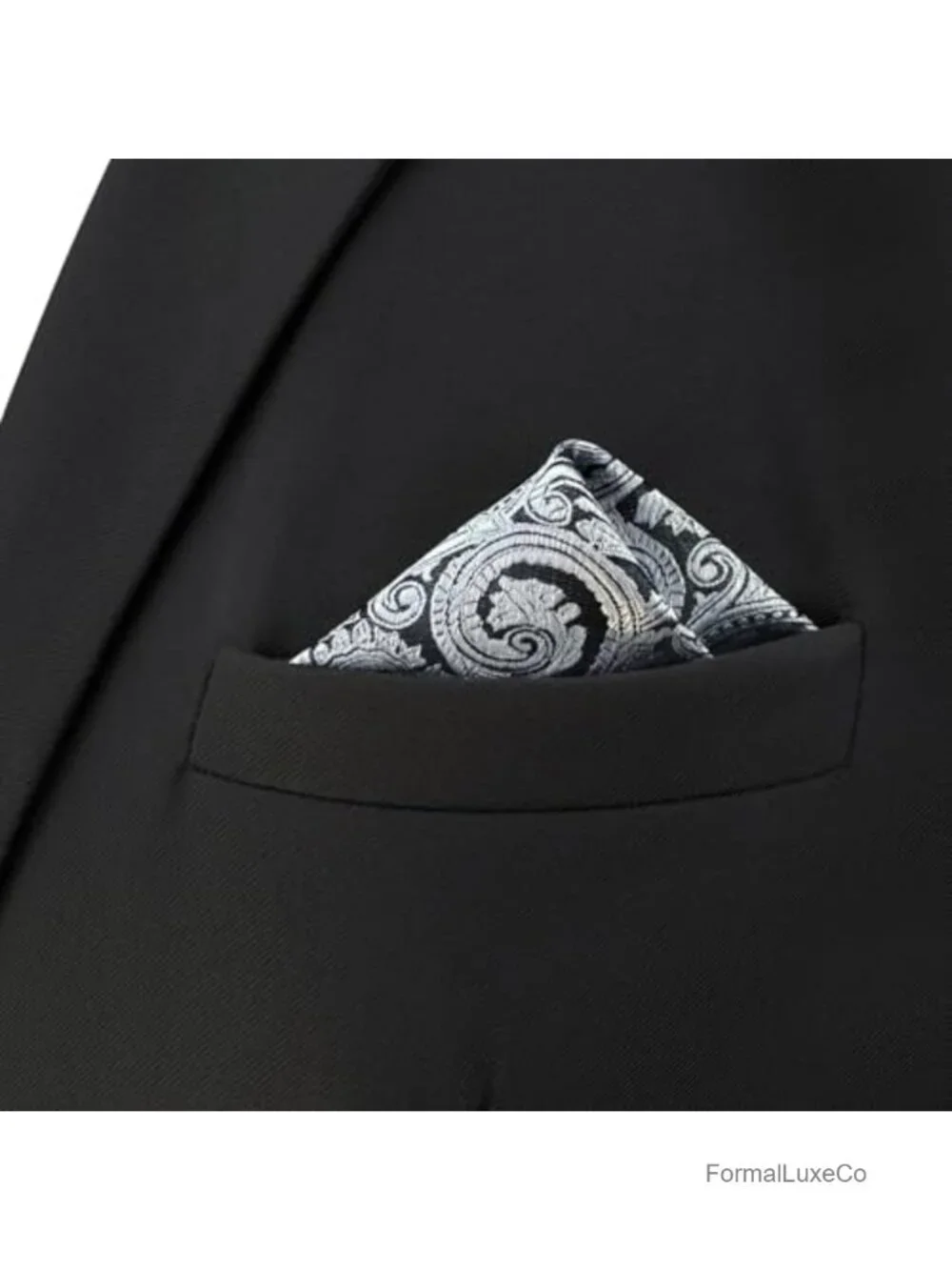 Men's Paisley Pocket Square Silk Blend Jacquard Woven Accessory